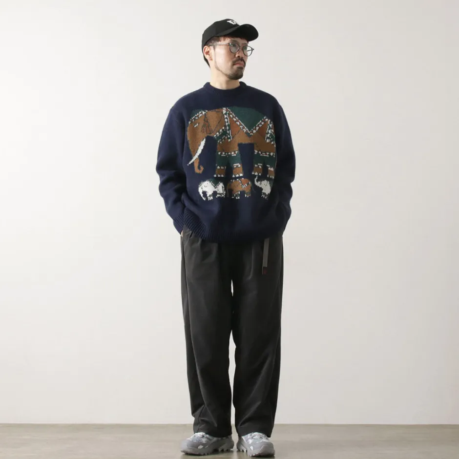 Knits^WHITE MOUNTAINEERING / Elephant Crewneck Pullover Knit navy