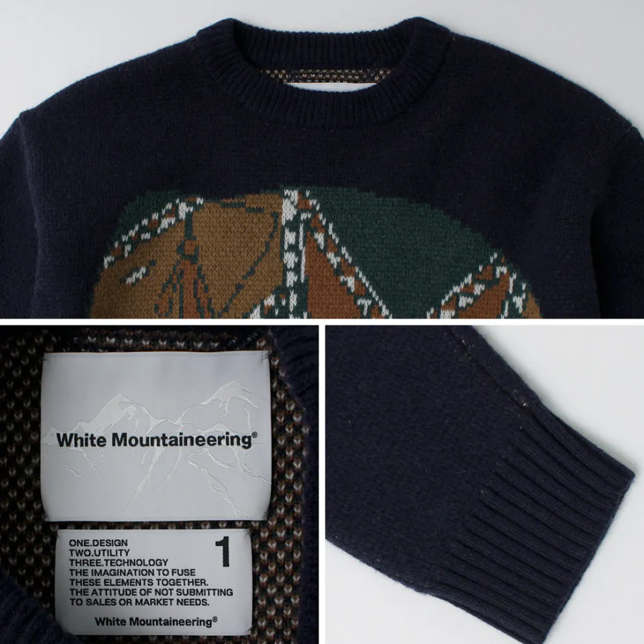 Knits^WHITE MOUNTAINEERING / Elephant Crewneck Pullover Knit navy