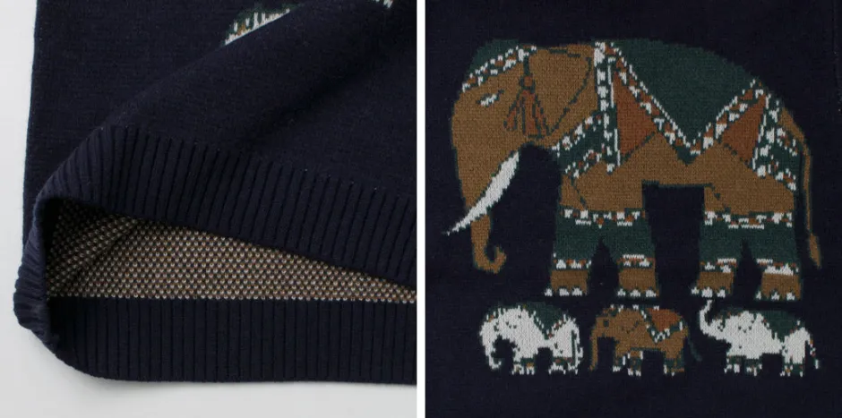 Knits^WHITE MOUNTAINEERING / Elephant Crewneck Pullover Knit navy