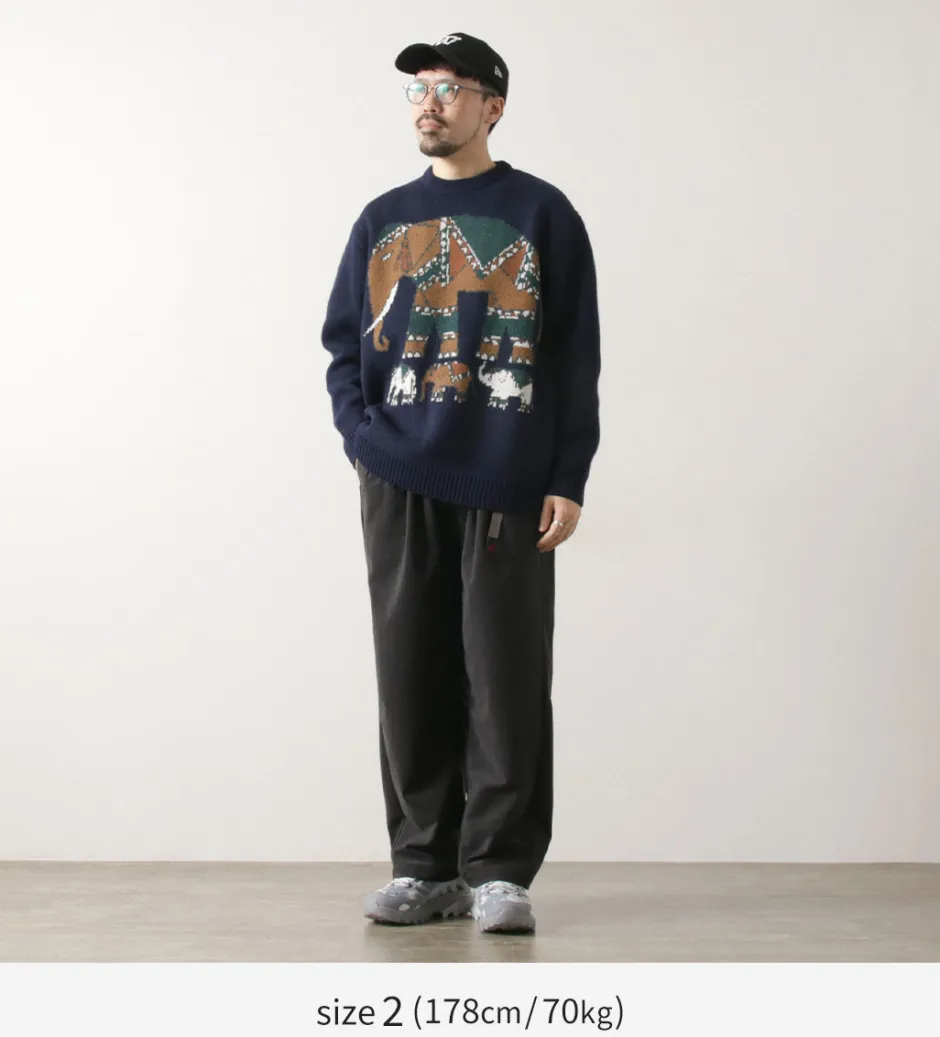 Knits^WHITE MOUNTAINEERING / Elephant Crewneck Pullover Knit navy