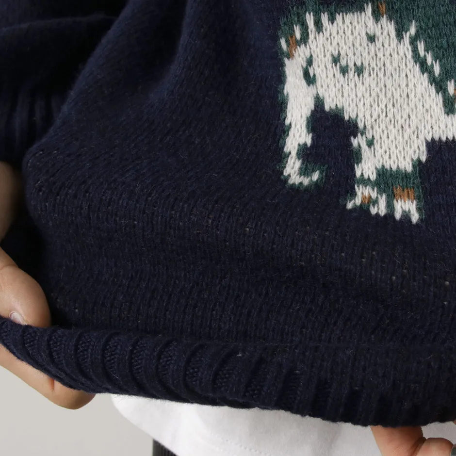 Knits^WHITE MOUNTAINEERING / Elephant Crewneck Pullover Knit navy