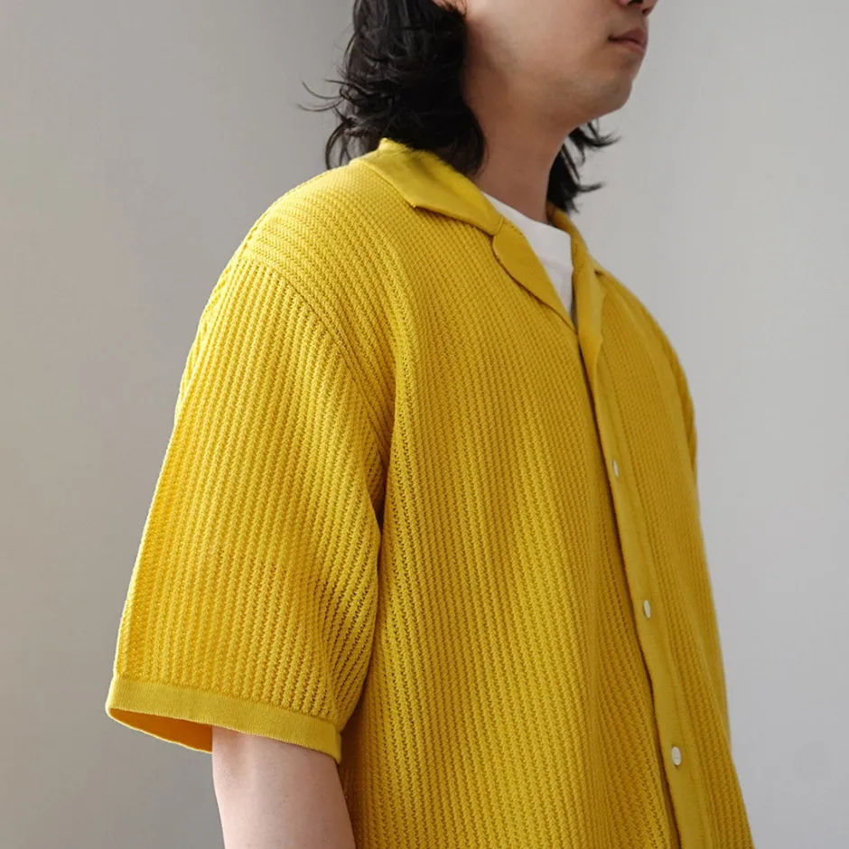 Shirts^YONETOMI NEW BASIC / Cotton SUKASHI Knit Shirt