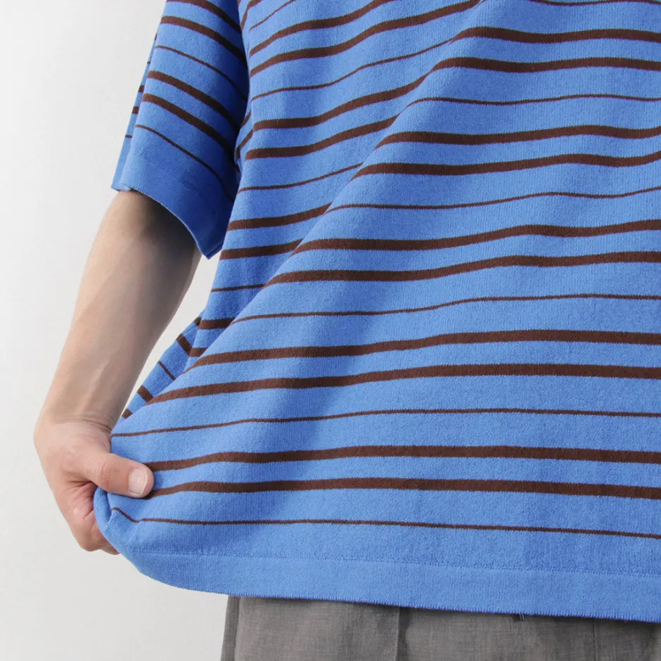T-Shirts^YONETOMI NEW BASIC / Light Wave Cotton Knitted Pullover T-shirt