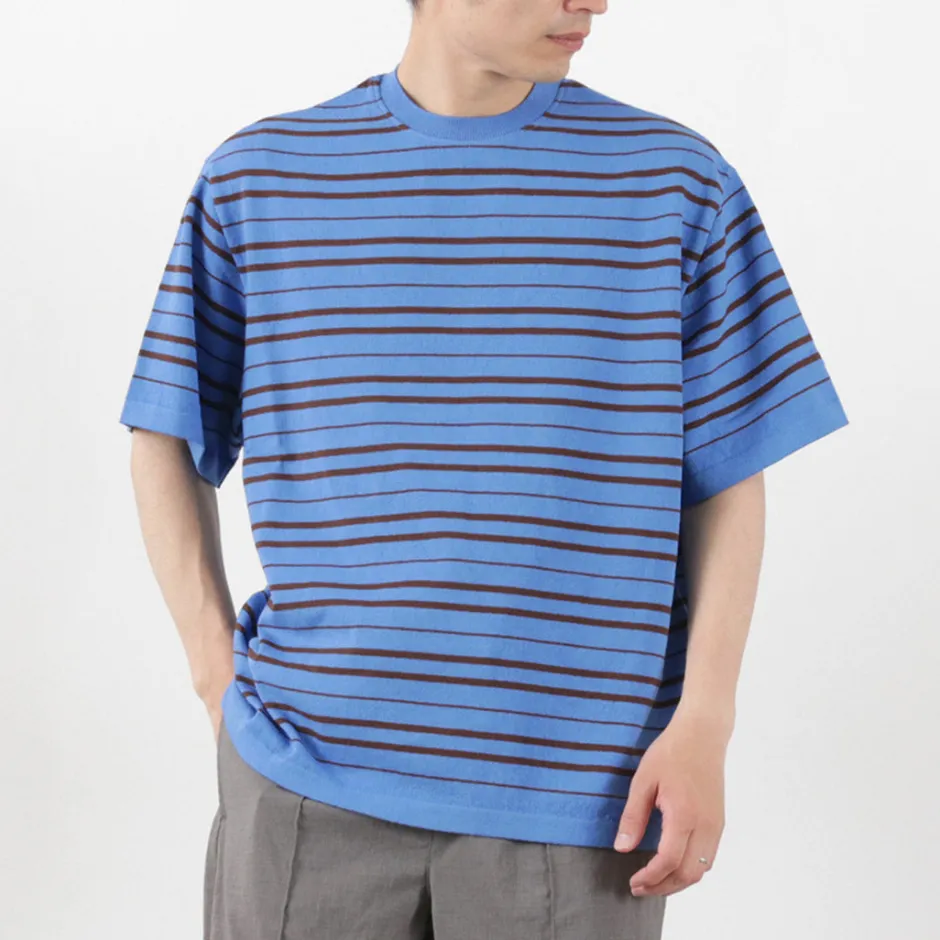 T-Shirts^YONETOMI NEW BASIC / Light Wave Cotton Knitted Pullover T-shirt