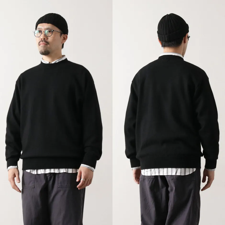 Knits^YONETOMI NEW BASIC / Rigid Cashmere Knit Pullover Garment Dyed black