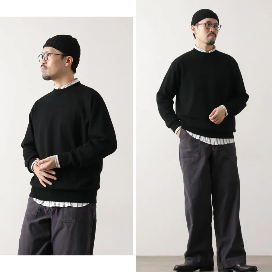 Knits^YONETOMI NEW BASIC / Rigid Cashmere Knit Pullover Garment Dyed black