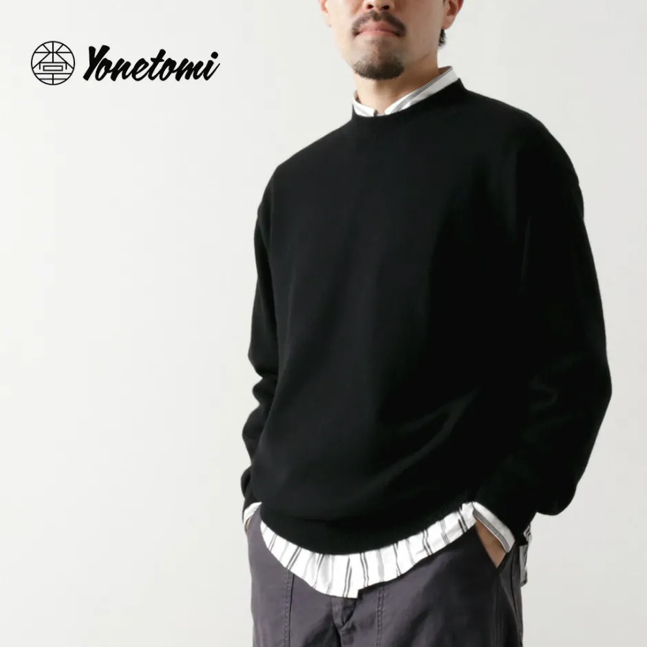 Knits^YONETOMI NEW BASIC / Rigid Cashmere Knit Pullover Garment Dyed black