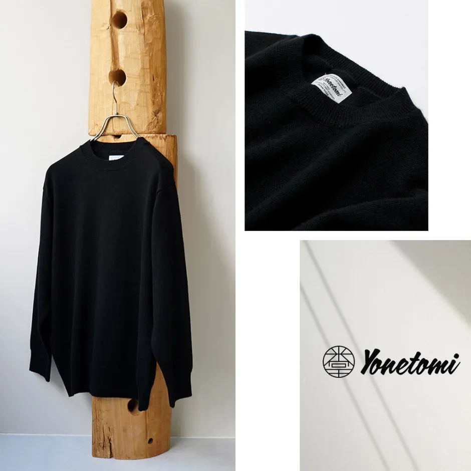 Knits^YONETOMI NEW BASIC / Rigid Cashmere Knit Pullover Garment Dyed black