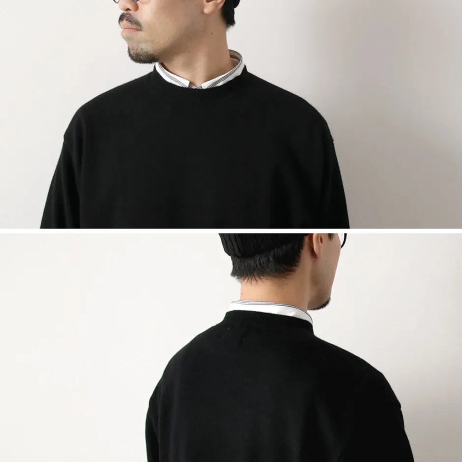Knits^YONETOMI NEW BASIC / Rigid Cashmere Knit Pullover Garment Dyed black