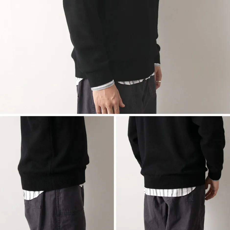 Knits^YONETOMI NEW BASIC / Rigid Cashmere Knit Pullover Garment Dyed black