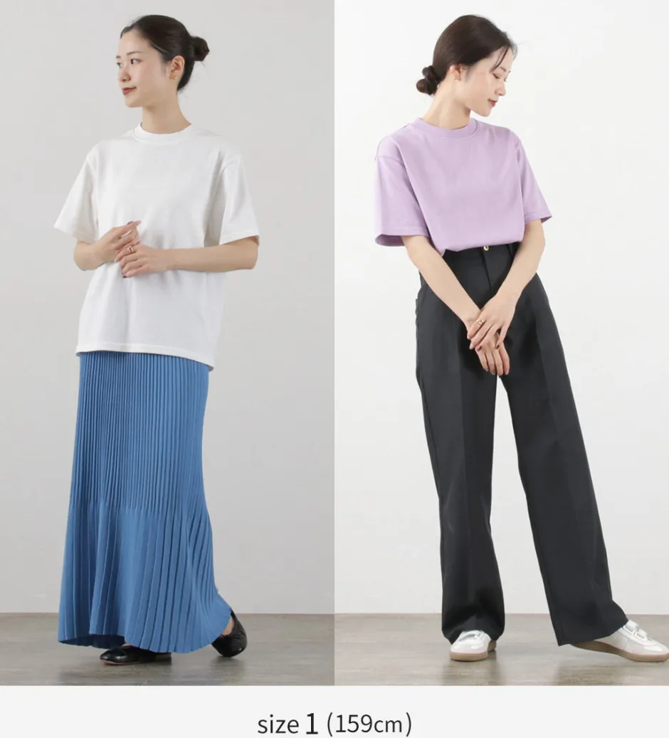 T-Shirts^YONETOMI NEW BASIC / Side Round body knitted T-shirt