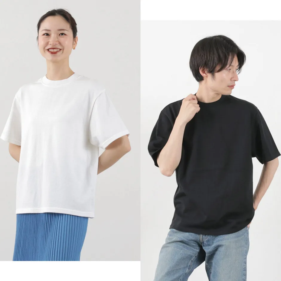 T-Shirts^YONETOMI NEW BASIC / Side Round body knitted T-shirt