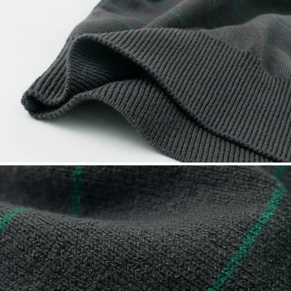 Knits^YONETOMI NEW BASIC / Wave Cotton Knit Pullover Striped