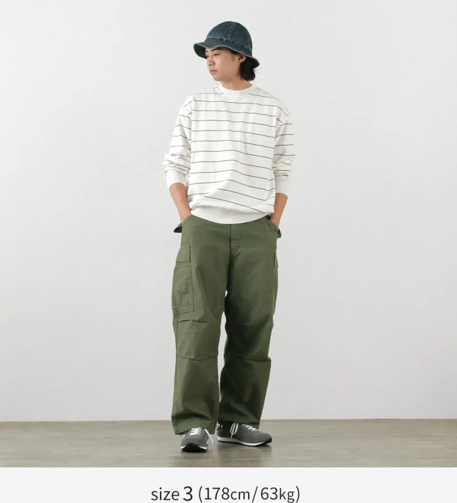 Knits^YONETOMI NEW BASIC / Wave Cotton Knit Pullover Striped