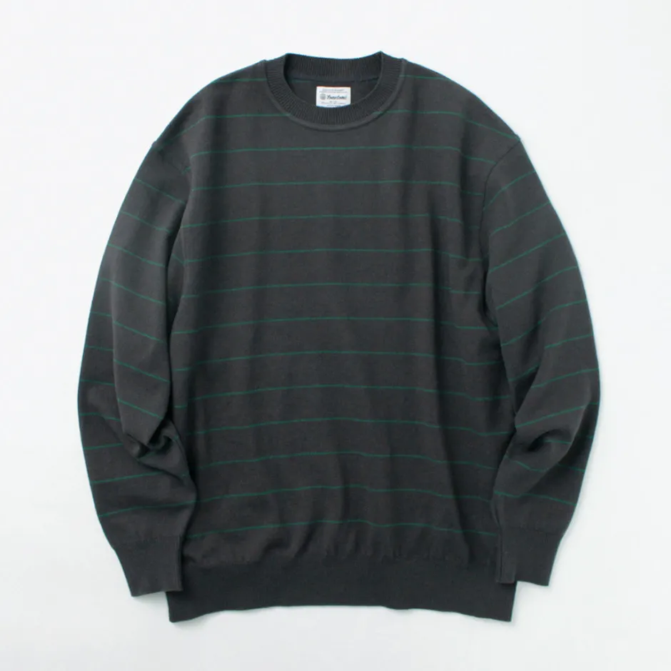 Knits^YONETOMI NEW BASIC / Wave Cotton Knit Pullover Striped