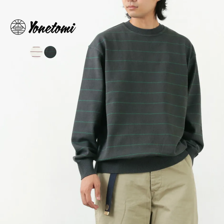 Knits^YONETOMI NEW BASIC / Wave Cotton Knit Pullover Striped