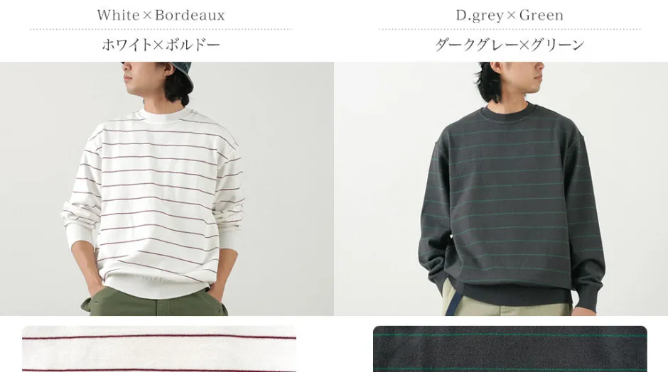 Knits^YONETOMI NEW BASIC / Wave Cotton Knit Pullover Striped
