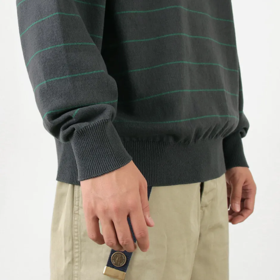 Knits^YONETOMI NEW BASIC / Wave Cotton Knit Pullover Striped