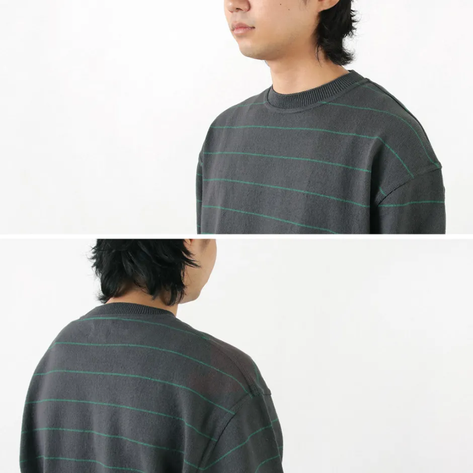Knits^YONETOMI NEW BASIC / Wave Cotton Knit Pullover Striped