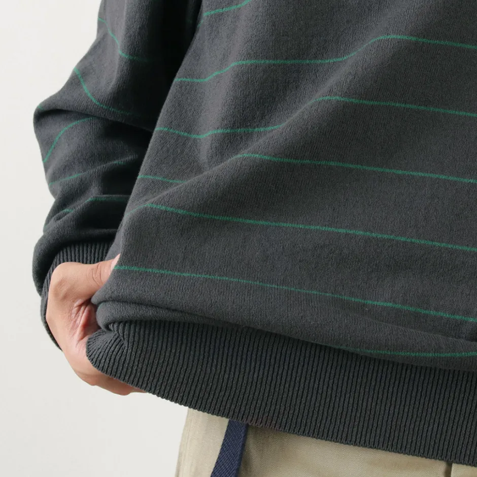 Knits^YONETOMI NEW BASIC / Wave Cotton Knit Pullover Striped